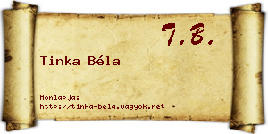 Tinka Béla névjegykártya